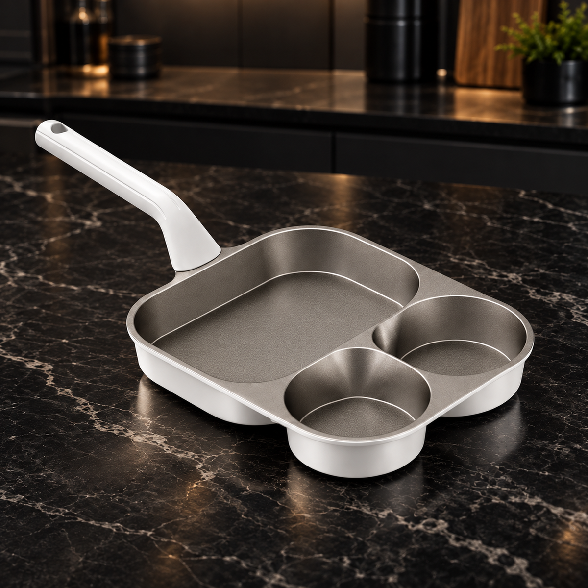 Three-Section Titanium Breakfast Pan — Ashbury Kitchen detail view