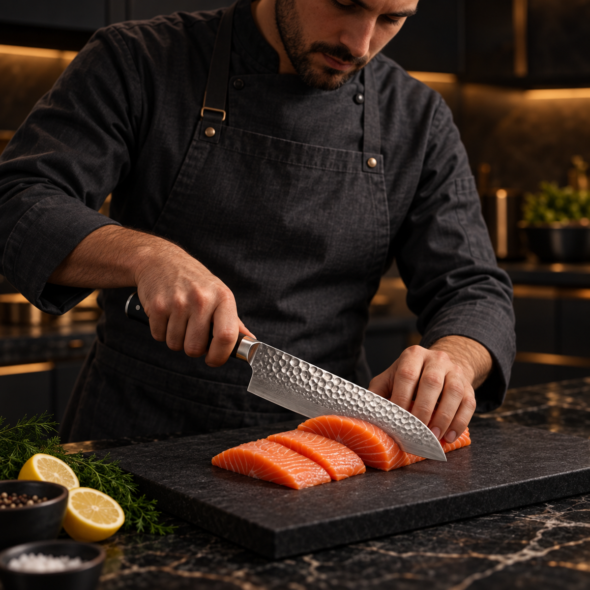Hammered Santoku Knife – 18 cm — image 3